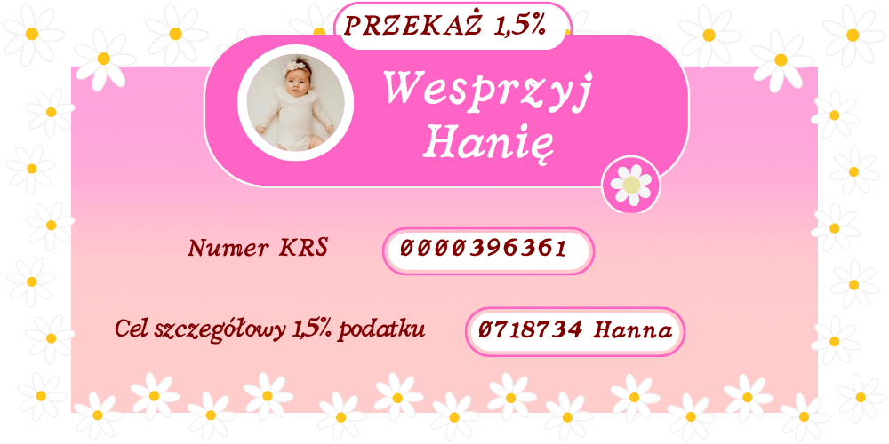 Przekaż Hani 1,5% podatku przy rozliczeniu PIT