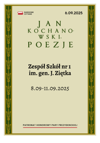 Narodowe Czytanie 2025 – poezja Jana Kochanowskiego