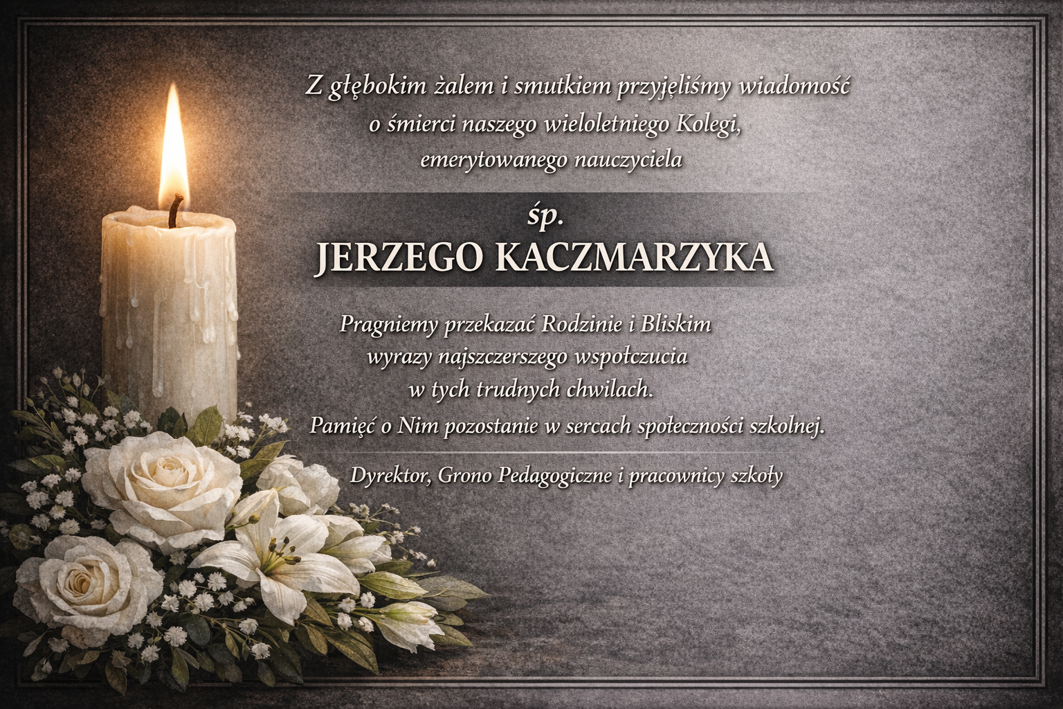 Z głębokim żalem i smutkiem